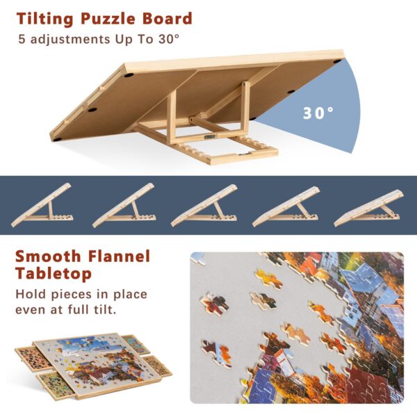 Foldable Jigsaw Puzzle Table with Drawers